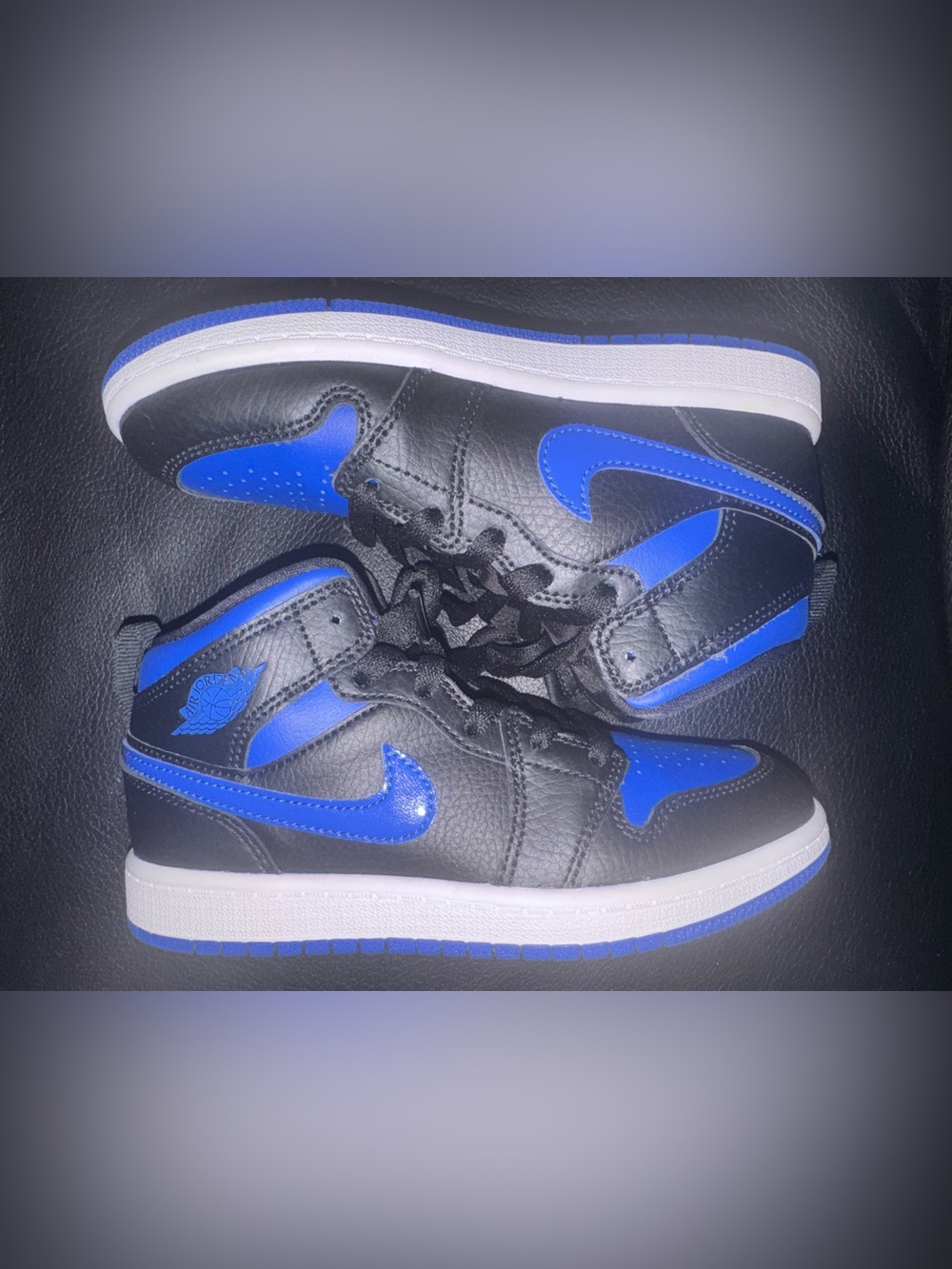 Jordan 1 Mid (PS) Black Hyper Royal-White -2019 Size 1Y